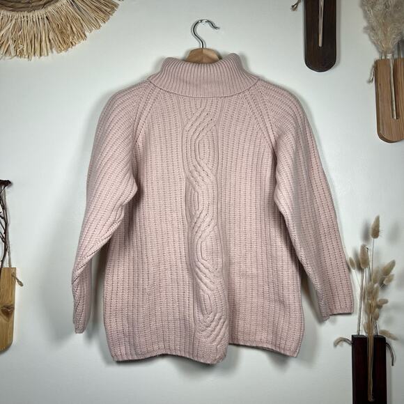 Women's Dusty Pink Jeanne Pierre Wool Blend Turtleneck Knit Sweater Size Medium - Picture 1 of 4